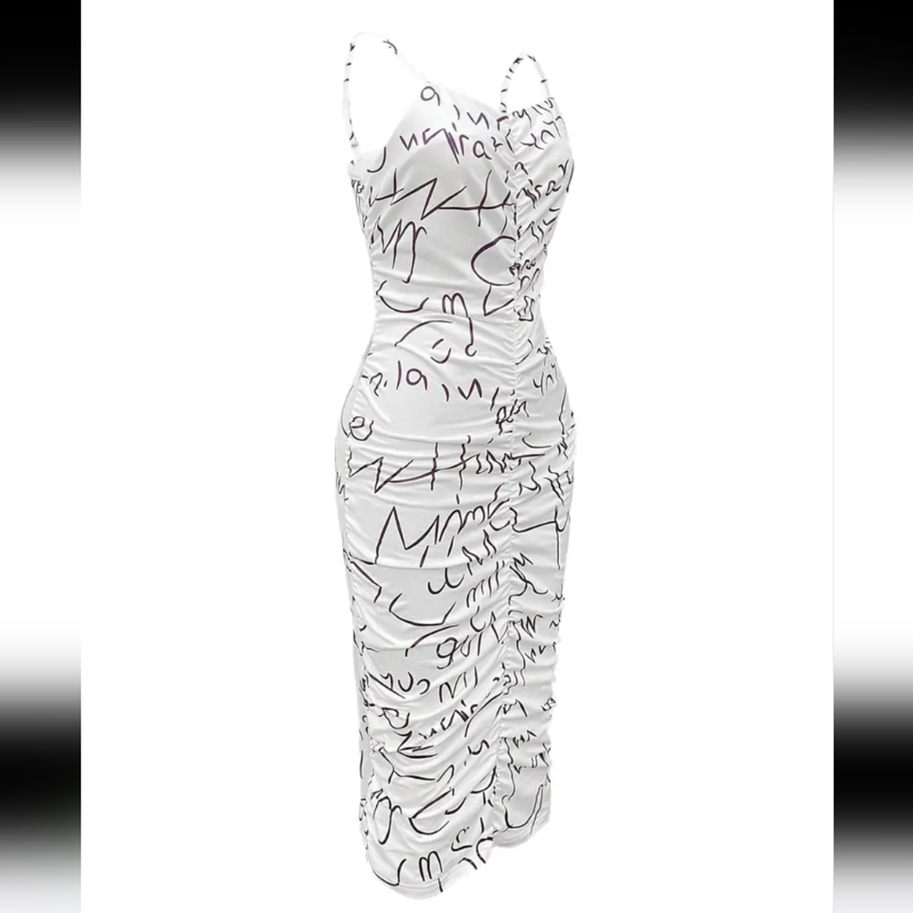 Ruched Print Dress